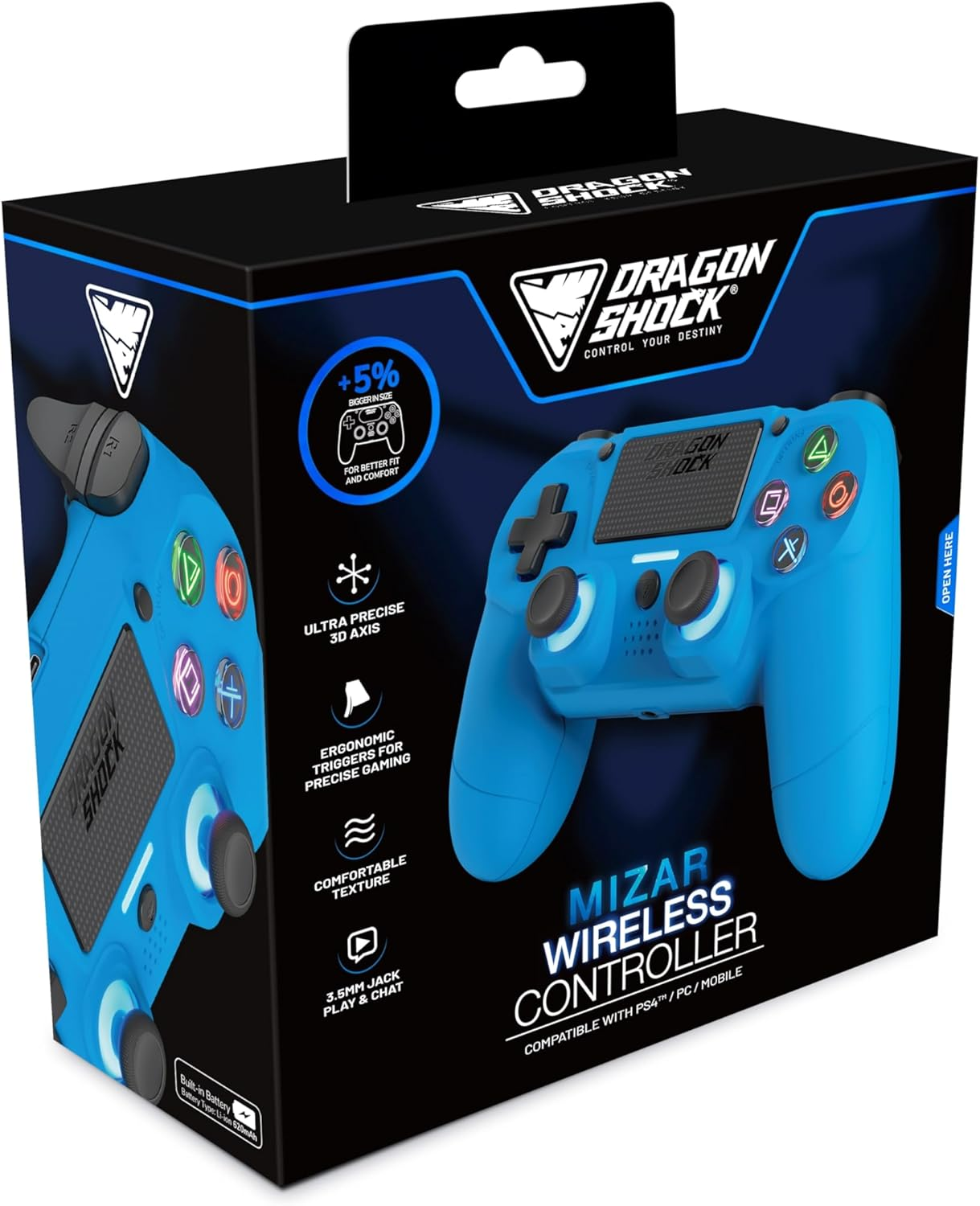 Mizar Dragonshock PS4 Wireless Controller Blue Mizar Dragonshock PS4 Wireless Controller Blue